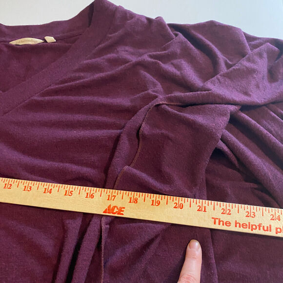 Soft Surroundings Knit Sweater Sz L V-Neck Asymmetrical Burgundy Viscose Blend - Picture 6 of 7